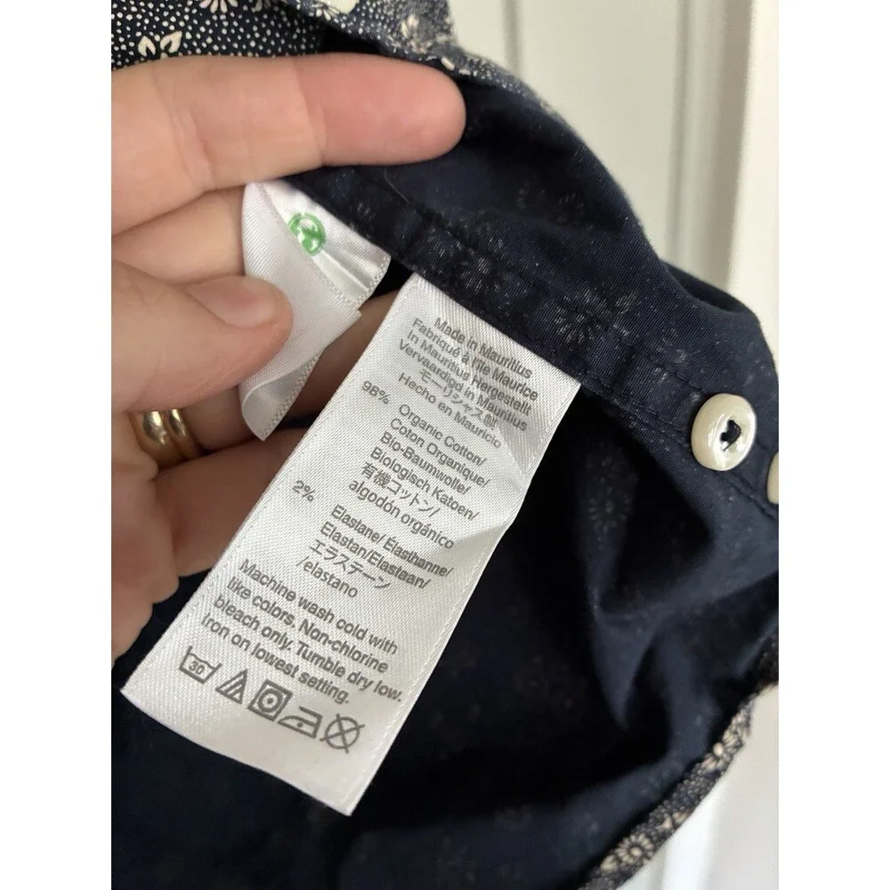 J. Crew Slim Secret Wash Poplin Shirt L large Cotton Poplin Blue Floral AU461